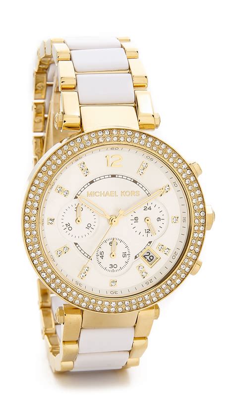 michael kors white watch with rhinestones|Michael Kors 250300.